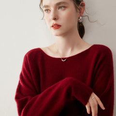 Women’s Soft Lightweight Boat Neck Knit Pullover Cashmere Wool Sweater