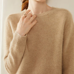 Women’s Cashmere Crew Neck Knit Relaxed Fit Soft Warm Pullover Sweater