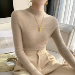 Cashmere Mock Neck Slim Fit Ribbed Knit Soft Pullover Top Sweater