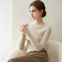 Warm Basic Slim Fit Lightweight Pullover Cashmere Fine Knit Mock Neck Sweater