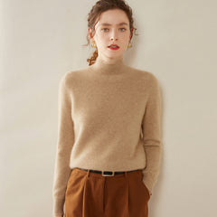 Cashmere Turtleneck Soft Warm Fine Knit Pullover Sweater with Ribbed Trim