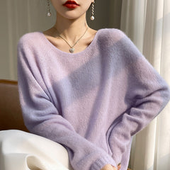 Women’s Soft Lightweight Raglan Knit Pullover Cashmere Silk Sweater