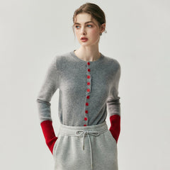 Women’s Contrast Trim Button-Up Knit Color Block Cardigan Sweater