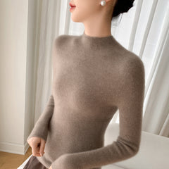 Cashmere Mock Neck Slim Fit Ribbed Knit Soft Pullover Top Sweater