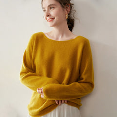 Women’s Soft Lightweight Boat Neck Knit Pullover Cashmere Wool Sweater