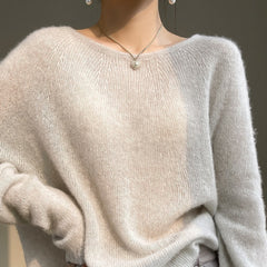 Women’s Soft Lightweight Raglan Knit Pullover Cashmere Silk Sweater