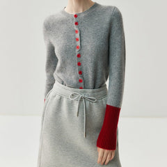 Women’s Contrast Trim Button-Up Knit Color Block Cardigan Sweater