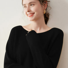 Women’s Soft Lightweight Boat Neck Knit Pullover Cashmere Wool Sweater