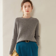 Women’s Cashmere Crew Neck Knit Relaxed Fit Soft Warm Pullover Sweater
