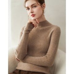 Warm Basic Slim Fit Lightweight Pullover Cashmere Fine Knit Mock Neck Sweater