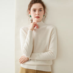 Cashmere Turtleneck Soft Warm Fine Knit Pullover Sweater with Ribbed Trim