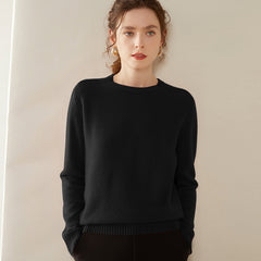 Women’s Cashmere Crew Neck Knit Relaxed Fit Soft Warm Pullover Sweater