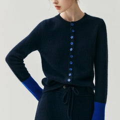 Women’s Contrast Trim Button-Up Knit Color Block Cardigan Sweater
