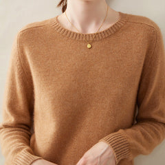 Women’s Cashmere Crew Neck Knit Relaxed Fit Soft Warm Pullover Sweater