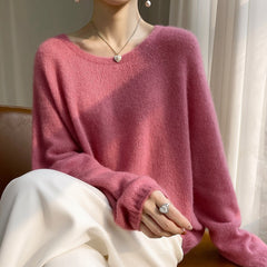 Women’s Soft Lightweight Raglan Knit Pullover Cashmere Silk Sweater