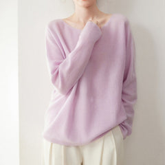 Women’s Soft Lightweight Boat Neck Knit Pullover Cashmere Wool Sweater