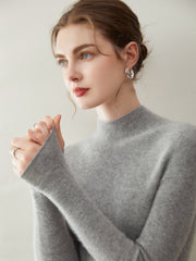 Warm Basic Slim Fit Lightweight Pullover Cashmere Fine Knit Mock Neck Sweater