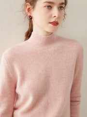Cashmere Turtleneck Soft Warm Fine Knit Pullover Sweater with Ribbed Trim