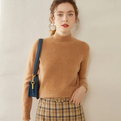 Cashmere Turtleneck Soft Warm Fine Knit Pullover Sweater with Ribbed Trim