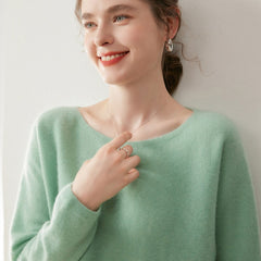 Women’s Soft Lightweight Boat Neck Knit Pullover Cashmere Wool Sweater
