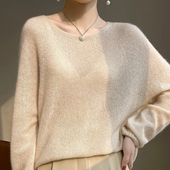 Women’s Soft Lightweight Raglan Knit Pullover Cashmere Silk Sweater