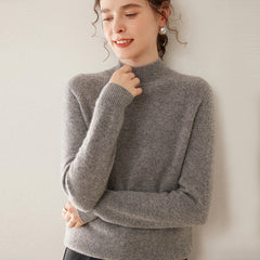 Women’s Soft Cashmere Mock Neck Warm Knit Sweater Pullover with Ribbed Trim