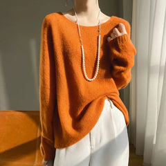 Women’s Soft Lightweight Raglan Knit Pullover Cashmere Silk Sweater