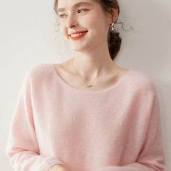 Women’s Soft Lightweight Boat Neck Knit Pullover Cashmere Wool Sweater