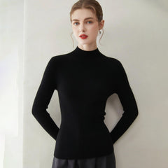 Warm Basic Slim Fit Lightweight Pullover Cashmere Fine Knit Mock Neck Sweater