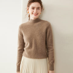 Cashmere Turtleneck Soft Warm Fine Knit Pullover Sweater with Ribbed Trim