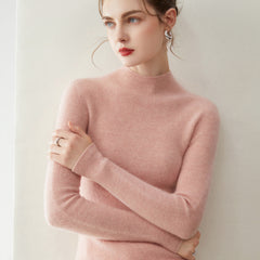 Warm Basic Slim Fit Lightweight Pullover Cashmere Fine Knit Mock Neck Sweater