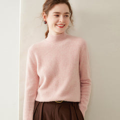 Cashmere Turtleneck Soft Warm Fine Knit Pullover Sweater with Ribbed Trim