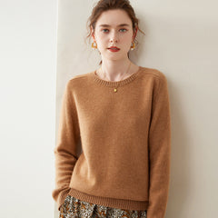 Women’s Cashmere Crew Neck Knit Relaxed Fit Soft Warm Pullover Sweater