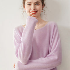 Women’s Soft Lightweight Boat Neck Knit Pullover Cashmere Wool Sweater