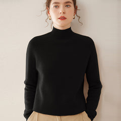 Women’s Soft Cashmere Mock Neck Warm Knit Sweater Pullover with Ribbed Trim
