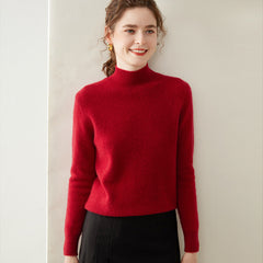 Cashmere Turtleneck Soft Warm Fine Knit Pullover Sweater with Ribbed Trim