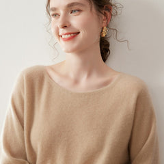 Women’s Soft Lightweight Boat Neck Knit Pullover Cashmere Wool Sweater