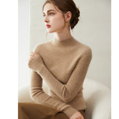 Warm Basic Slim Fit Lightweight Pullover Cashmere Fine Knit Mock Neck Sweater