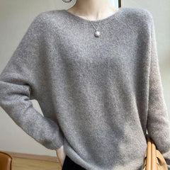 Women’s Soft Lightweight Raglan Knit Pullover Cashmere Silk Sweater