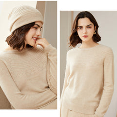 Soft Knit Lace-Yoke Sweater 100% Pure Cashmere Sweater