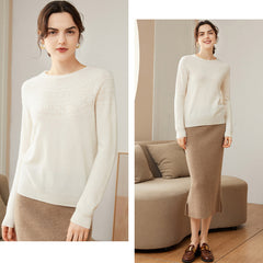 Soft Knit Lace-Yoke Sweater 100% Pure Cashmere Sweater