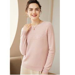 Soft Knit Lace-Yoke Sweater 100% Pure Cashmere Sweater