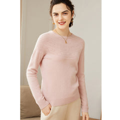 Soft Knit Lace-Yoke Sweater 100% Pure Cashmere Sweater