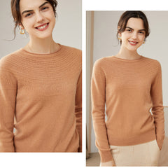 Soft Knit Lace-Yoke Sweater 100% Pure Cashmere Sweater