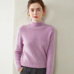 Cashmere Turtleneck Soft Warm Fine Knit Pullover Sweater with Ribbed Trim