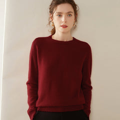 Women’s Cashmere Crew Neck Knit Relaxed Fit Soft Warm Pullover Sweater