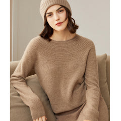 Soft Knit Lace-Yoke Sweater 100% Pure Cashmere Sweater