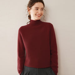 Women’s Soft Cashmere Mock Neck Warm Knit Sweater Pullover with Ribbed Trim