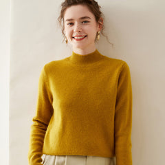 Cashmere Turtleneck Soft Warm Fine Knit Pullover Sweater with Ribbed Trim