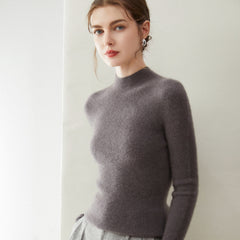 Warm Basic Slim Fit Lightweight Pullover Cashmere Fine Knit Mock Neck Sweater